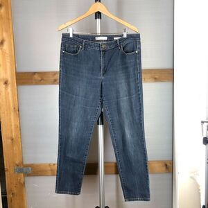 Anne KLEIN Missy Skinny Dark Denim Jean‎ with Gold Stitching Sx 14
